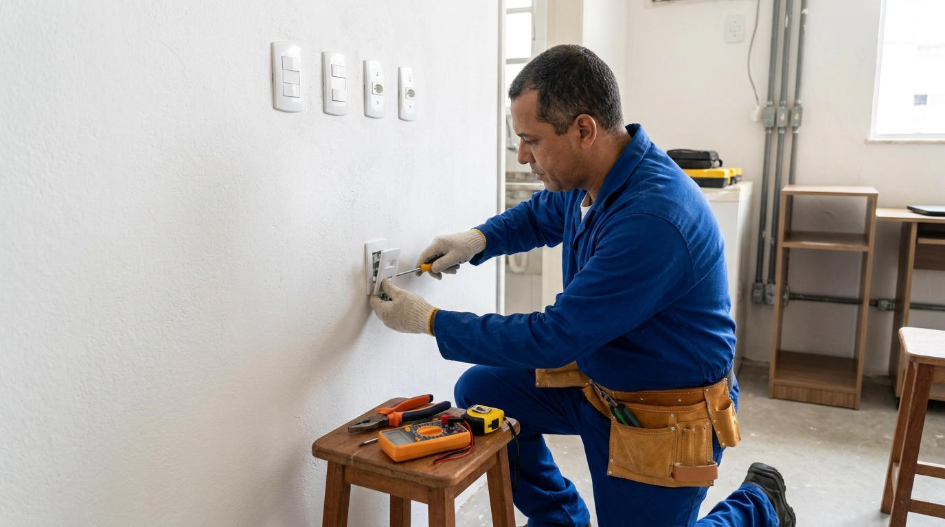 Instalação de tomada e interruptor profissional em Taubaté‑SP
